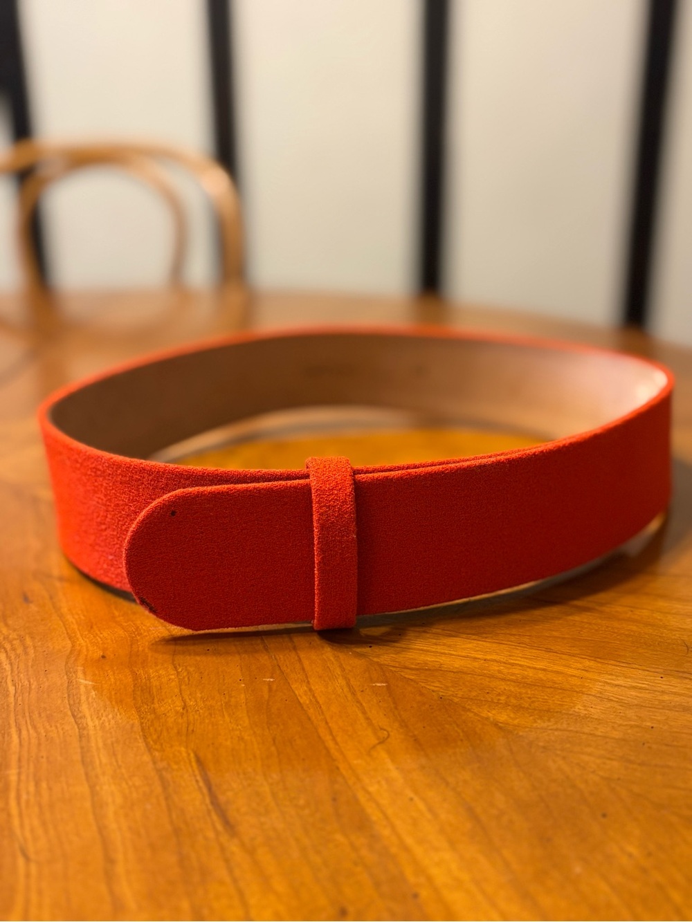 ALEXANDER MCQUEEN Vintage Red/Orange Textured Belt with Snap Closure